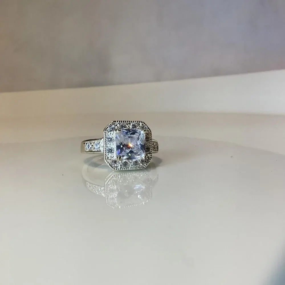 Silver Toned Crystal Ring